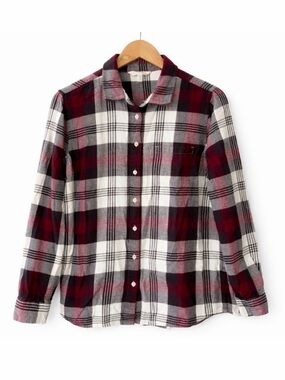 Garnet Hill 100% Cotton Plaid Shirt Size 12 Classic Button Down